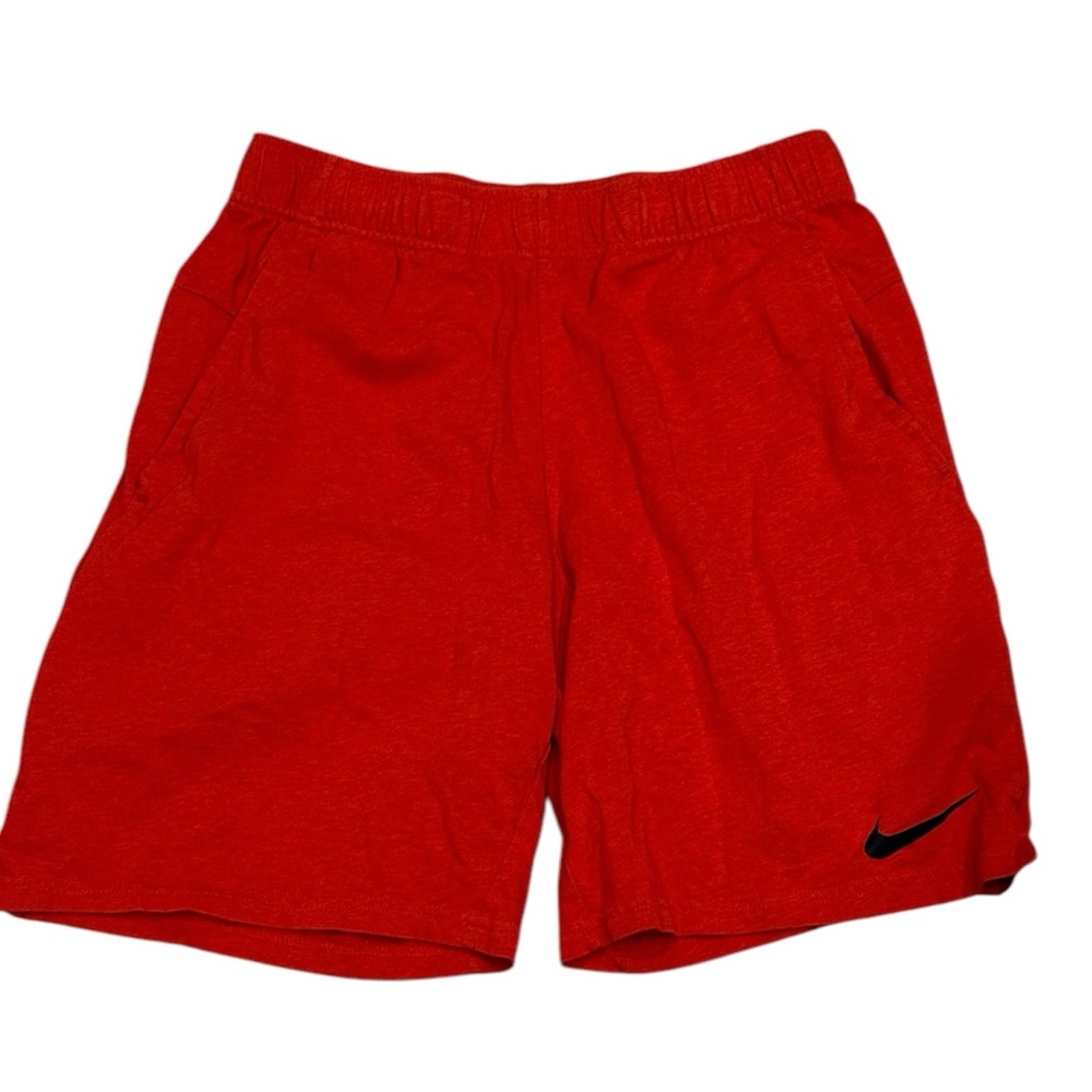 Nike Red Knit Shorts Pockets Dri Fit Pull On Athletic Casual S